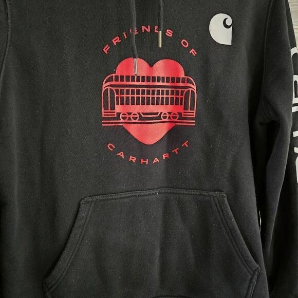 Carhartt Friends Of Carhartt Black Hoodie Womens SZ M 8-10 Relaxed Fit - Picture 5 of 6
